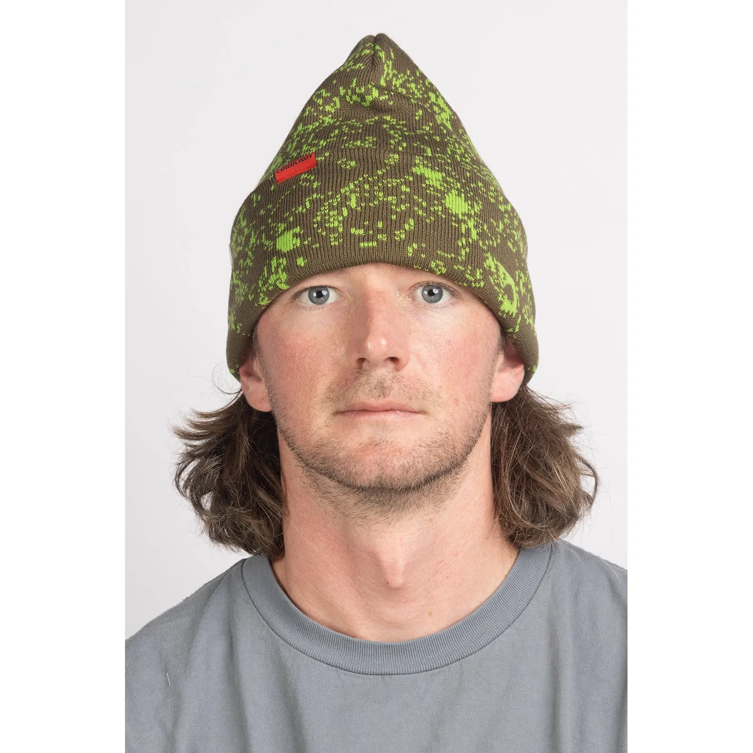Corduroy Cell Camo Beanie Army