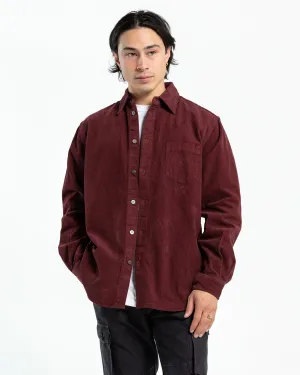 Corduroy Cloak Button Up in Burgundy