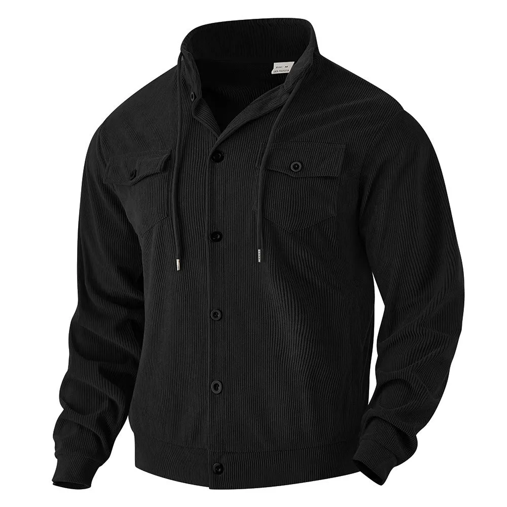 CORDUROY COLLAR JACKET RETRO MULTI POCKET WORKWEAR JACKET