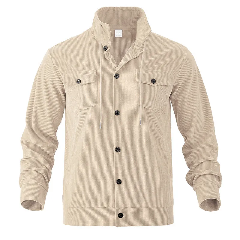 CORDUROY COLLAR JACKET RETRO MULTI POCKET WORKWEAR JACKET