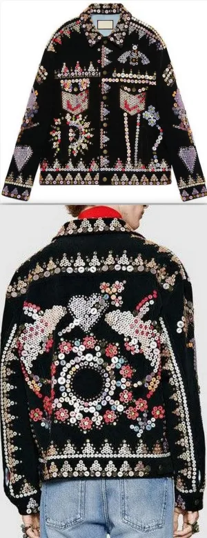 Corduroy Jacket With Buttons Embroidery