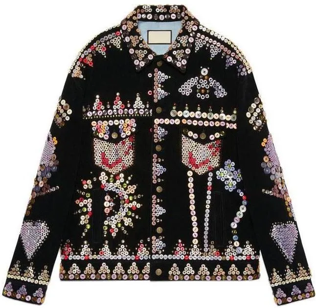 Corduroy Jacket With Buttons Embroidery