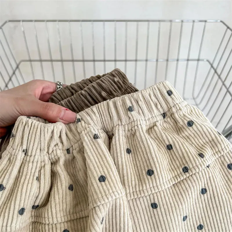Corduroy Polka Dots Unisex Pants