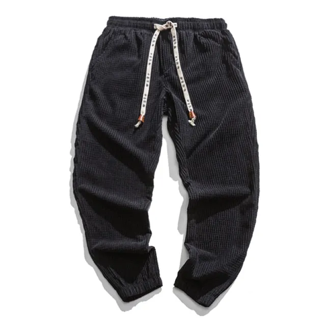 Corduroy solid basic casual pants