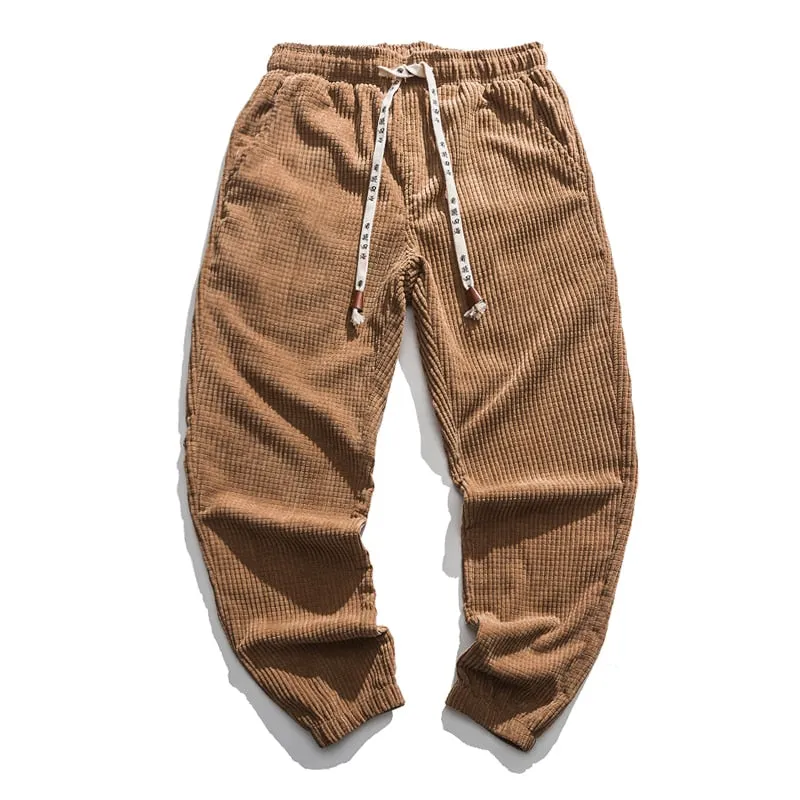 Corduroy solid basic casual pants