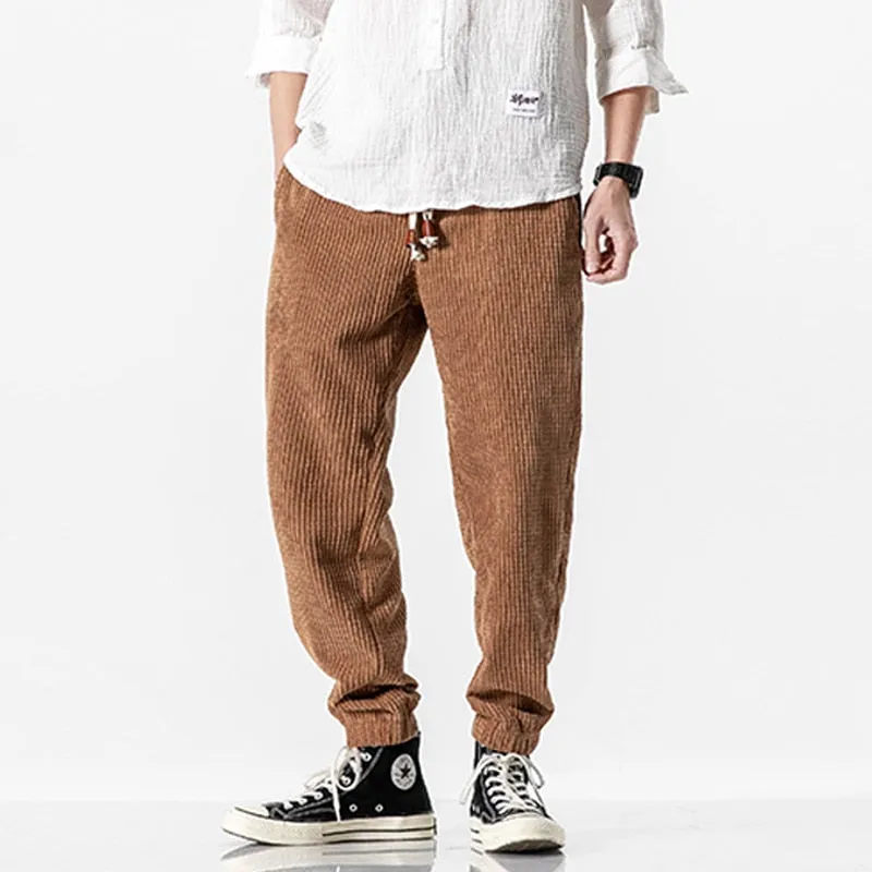 Corduroy solid basic casual pants