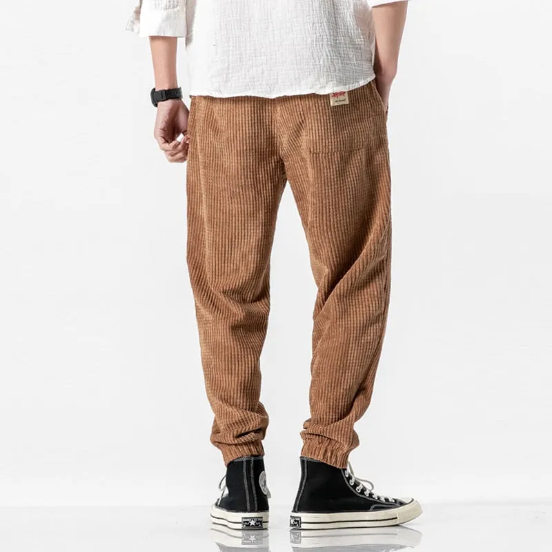 Corduroy solid basic casual pants