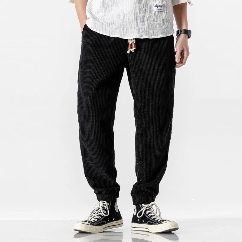 Corduroy solid basic casual pants