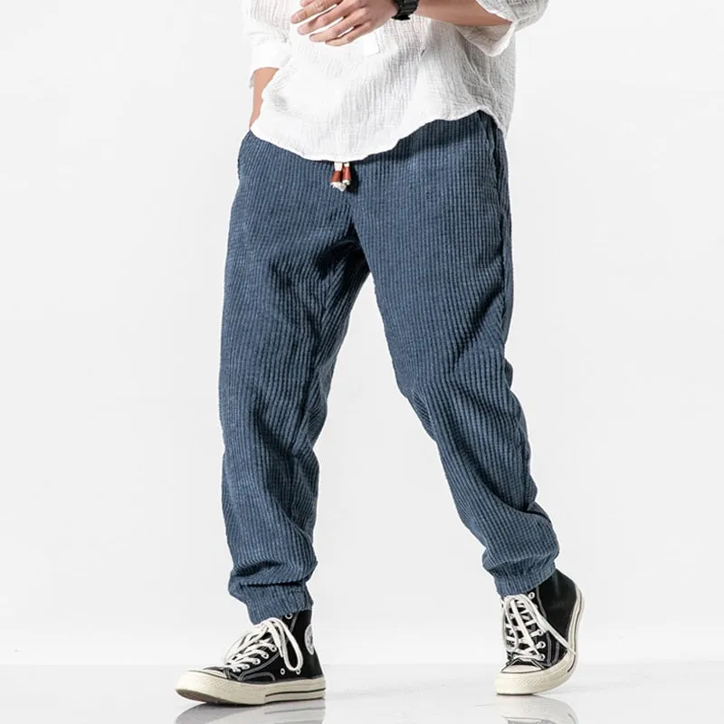 Corduroy solid basic casual pants
