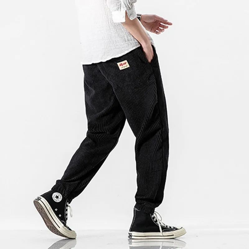 Corduroy solid basic casual pants