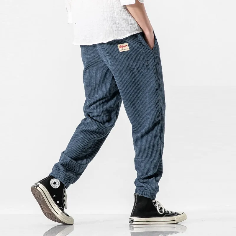 Corduroy solid basic casual pants