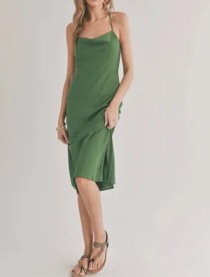 COWL NECKLINE MIDI DRESS WITH SHAWL