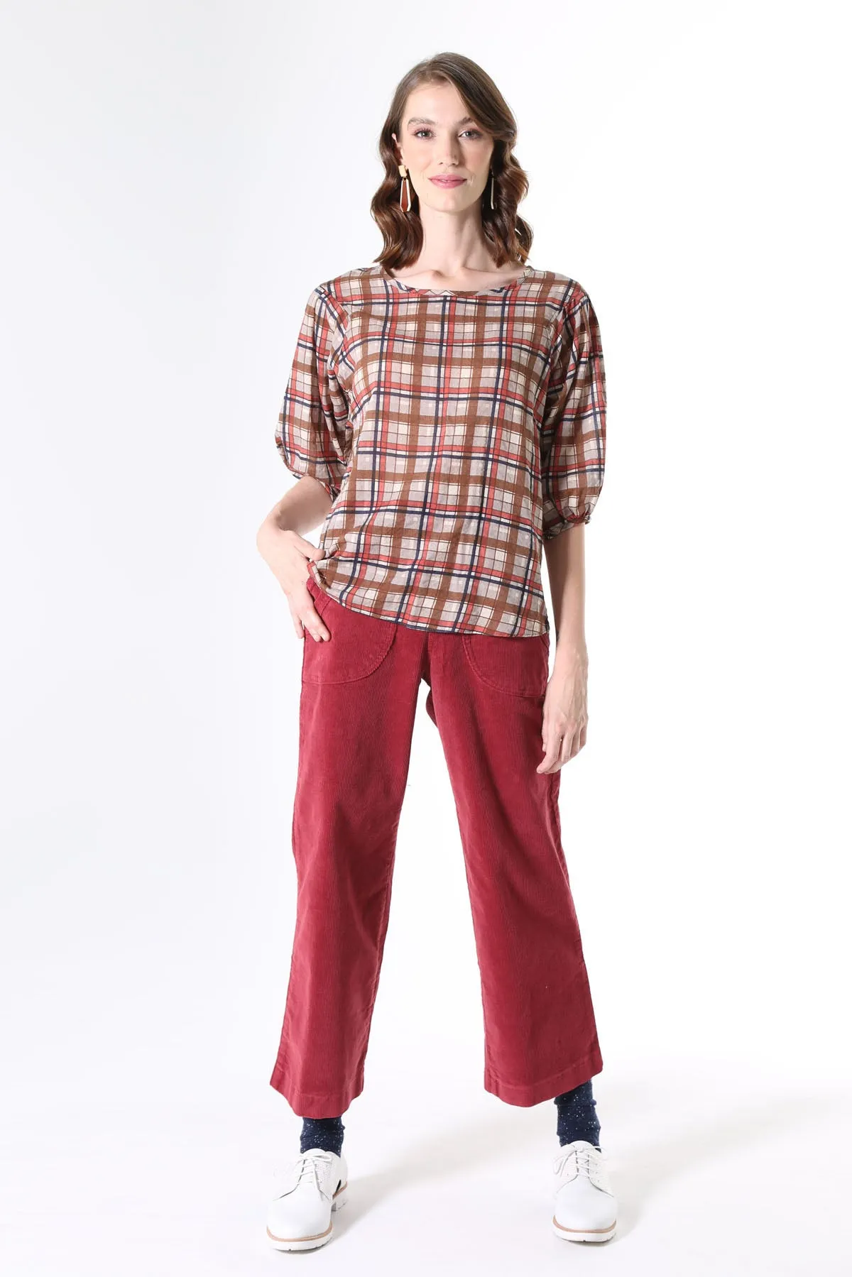 Crossways Blouse Mocha in Seersucker