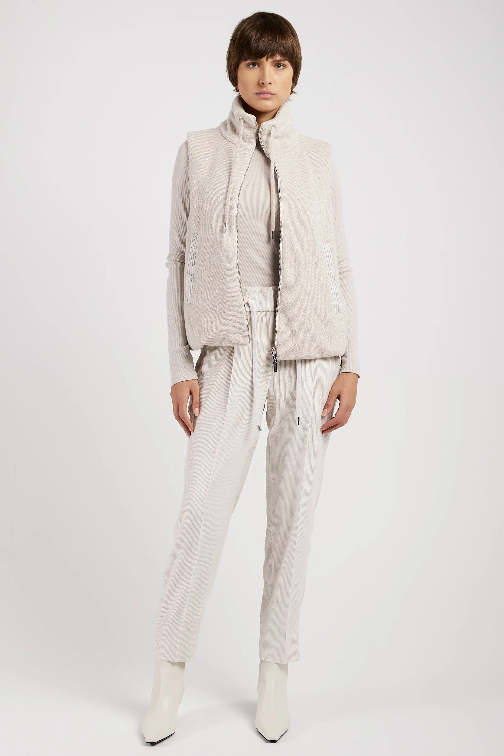 Drawstring Corduroy Tricot Pant in Marble Dust