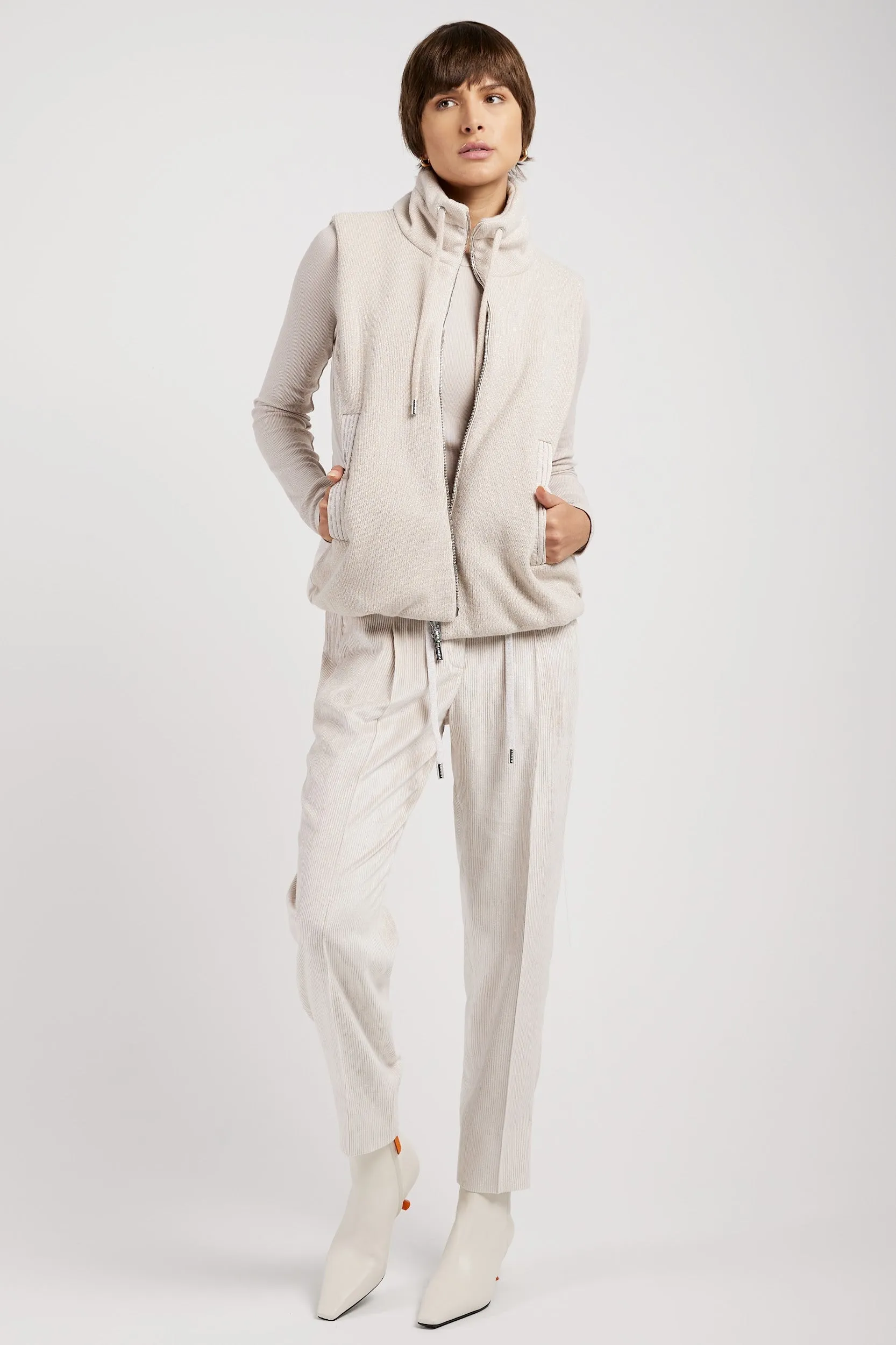 Drawstring Corduroy Tricot Pant in Marble Dust