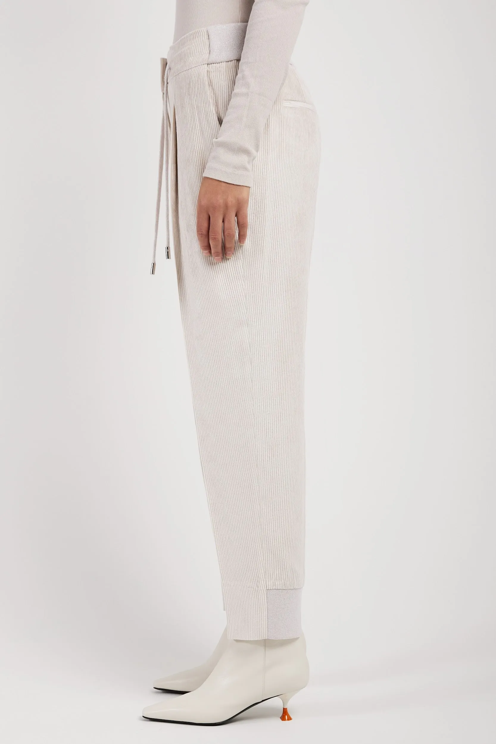 Drawstring Corduroy Tricot Pant in Marble Dust