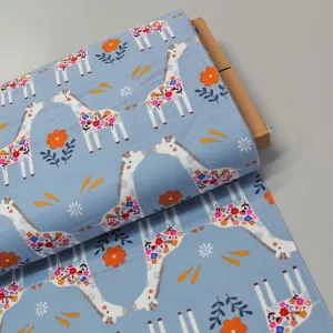 Dressmaking Needlecord - Pale Blue - Kissing Giraffes