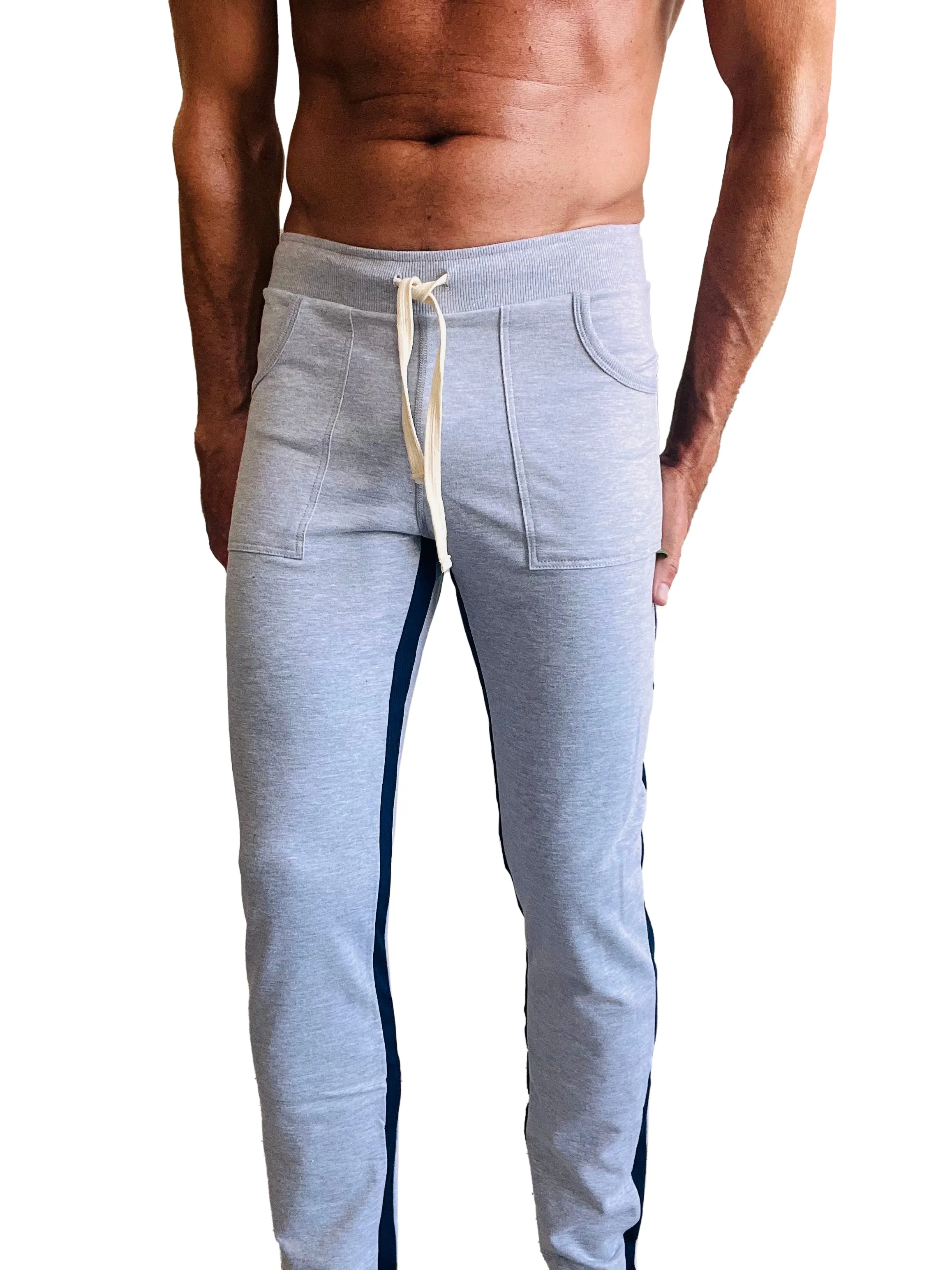 Eco-Track & Yoga Sweat Pant (Heather Grey w/Blue)