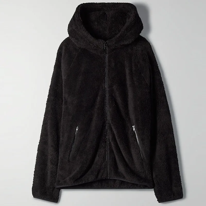 Faux Fur Coat Hooded Pockets Jackets Women