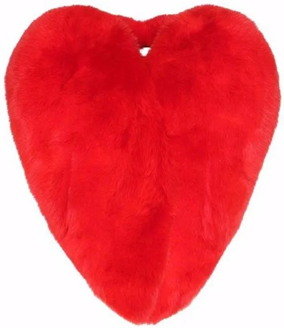 Faux-Fur Heart Cape Coat in Red