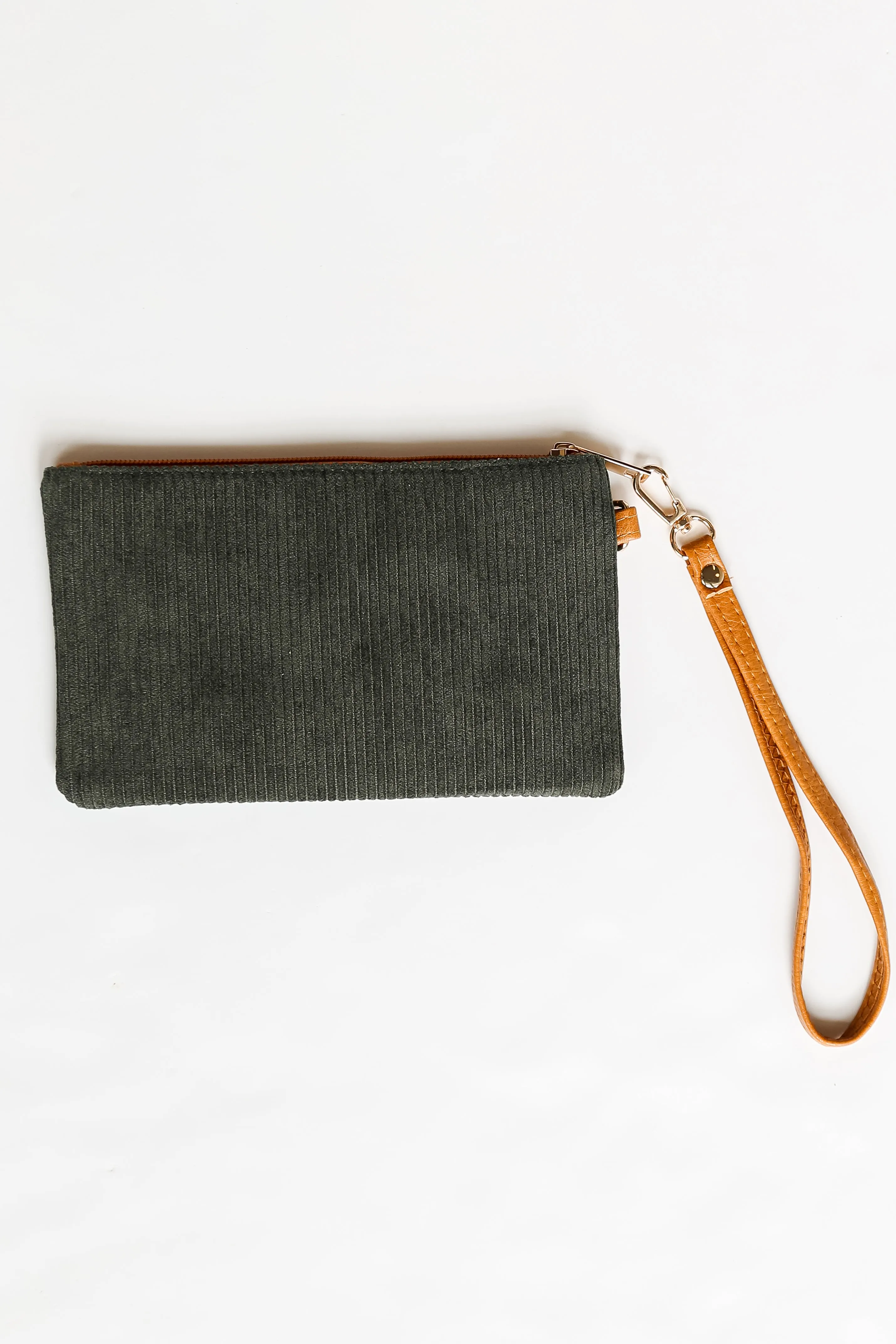 FINAL SALE - Unbelievably Cute Olive Corduroy Wristlet