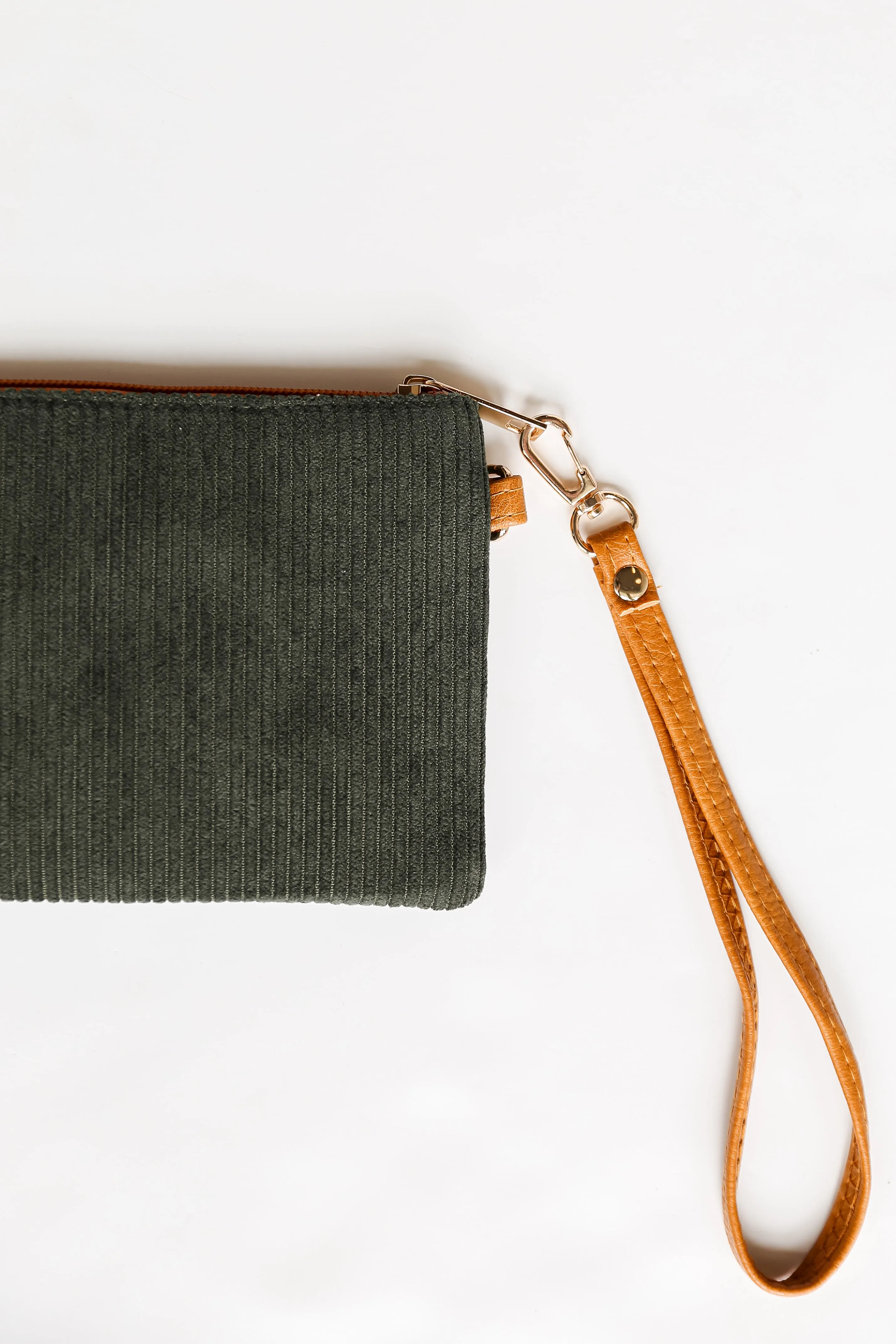 FINAL SALE - Unbelievably Cute Olive Corduroy Wristlet