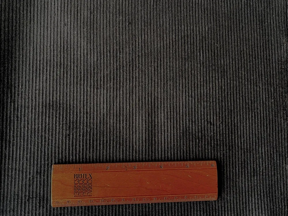 Fine Mid-Weight Onyx Black Mid Wale Cotton Corduroy (Made in Italy)