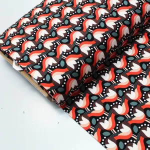 Floral Dressmaking Needlecord - Black - Container Garden