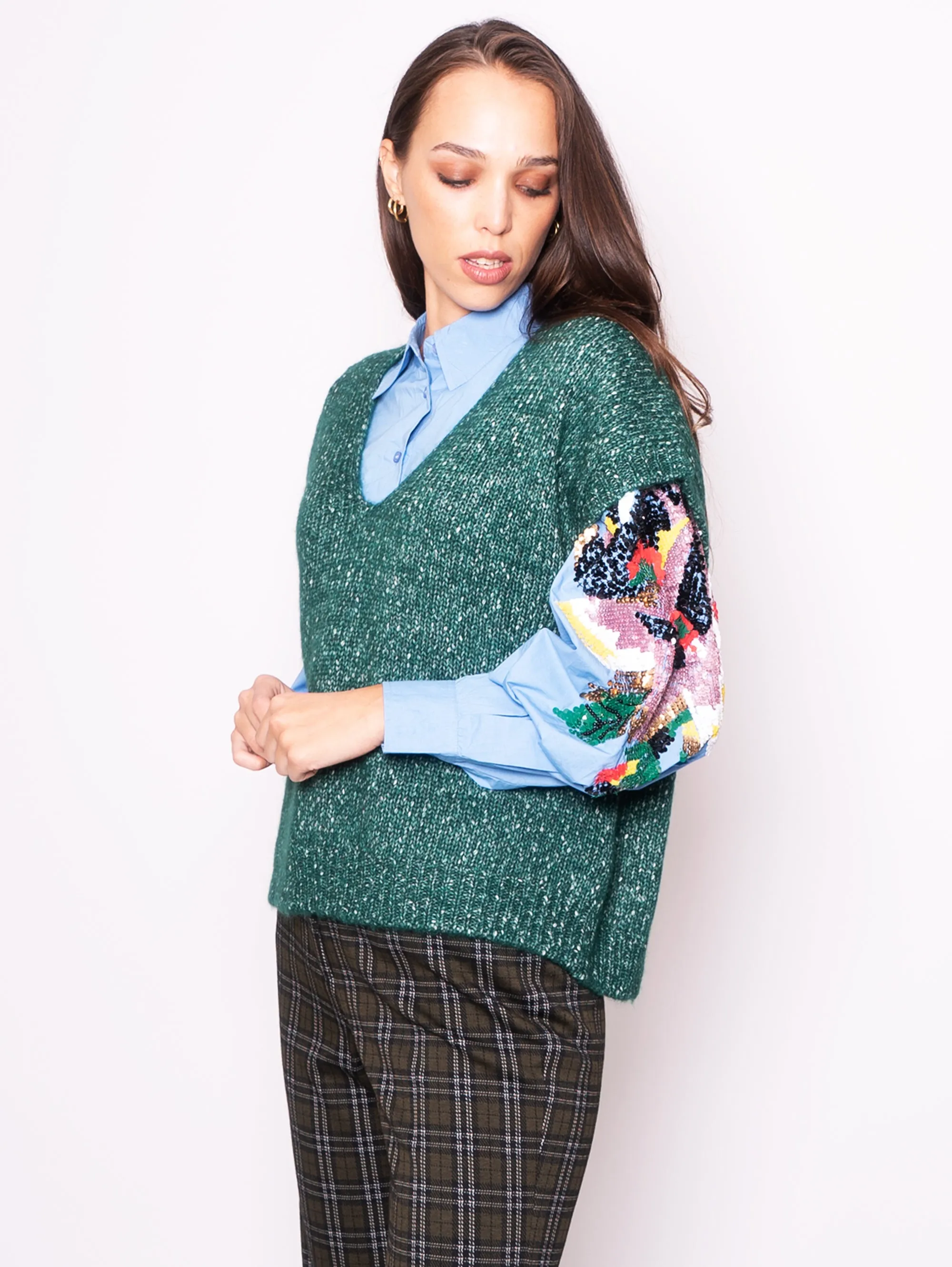 Gilet in Maglia Verde