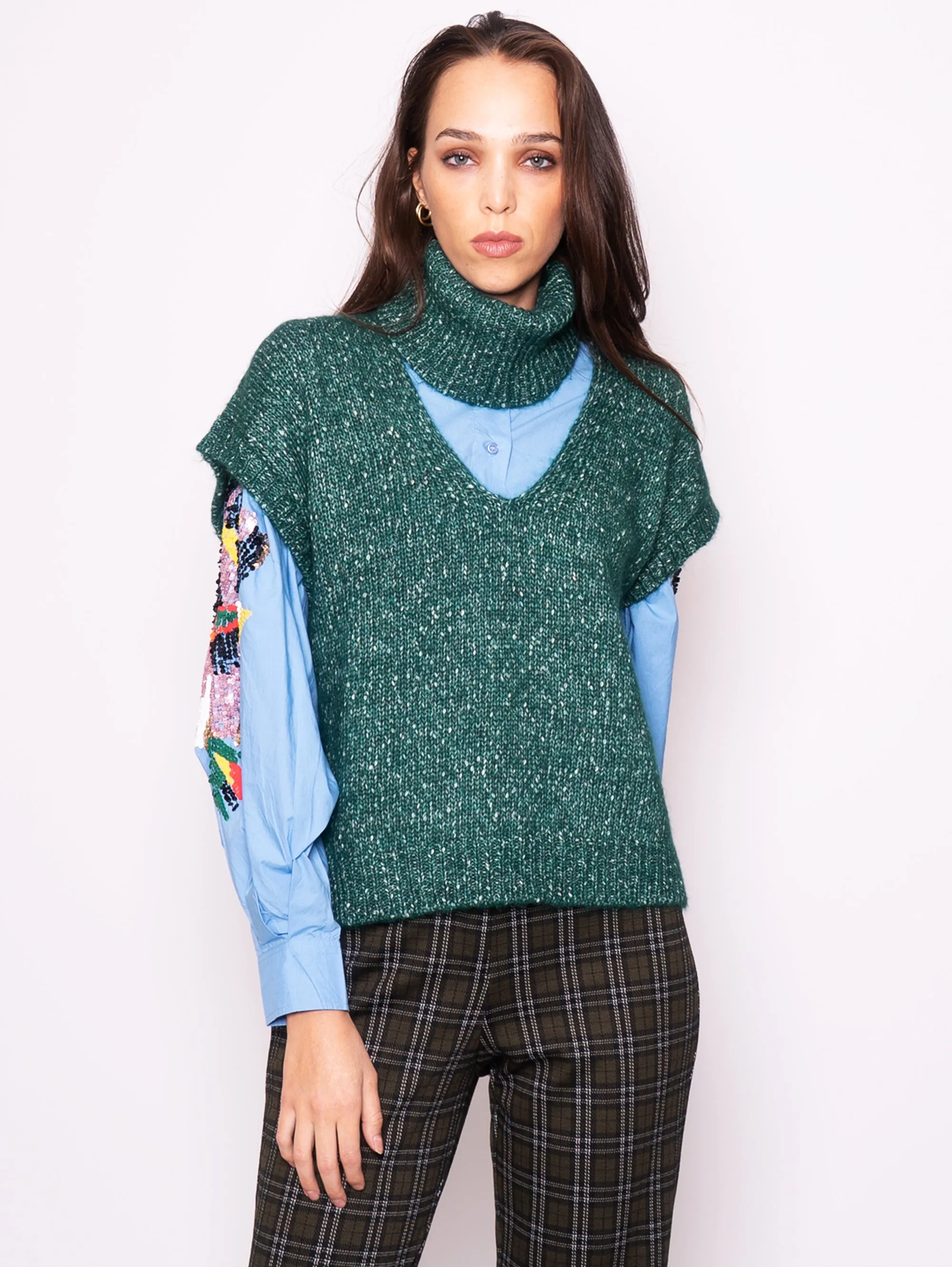 Gilet in Maglia Verde