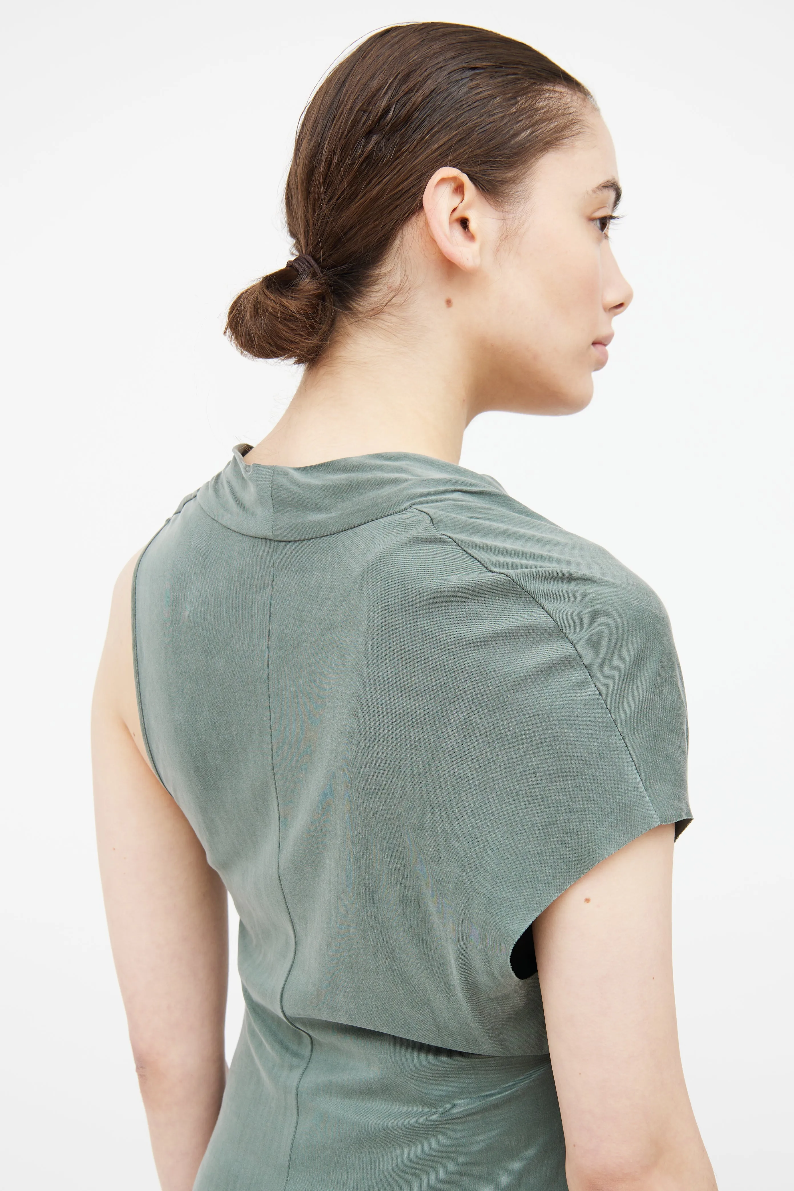 Green Draped Midi Dress