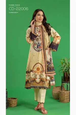 Gul Ahmed - 3 PC Embroidered Corduroy Suit CD22006 Winter Collection Vol 3