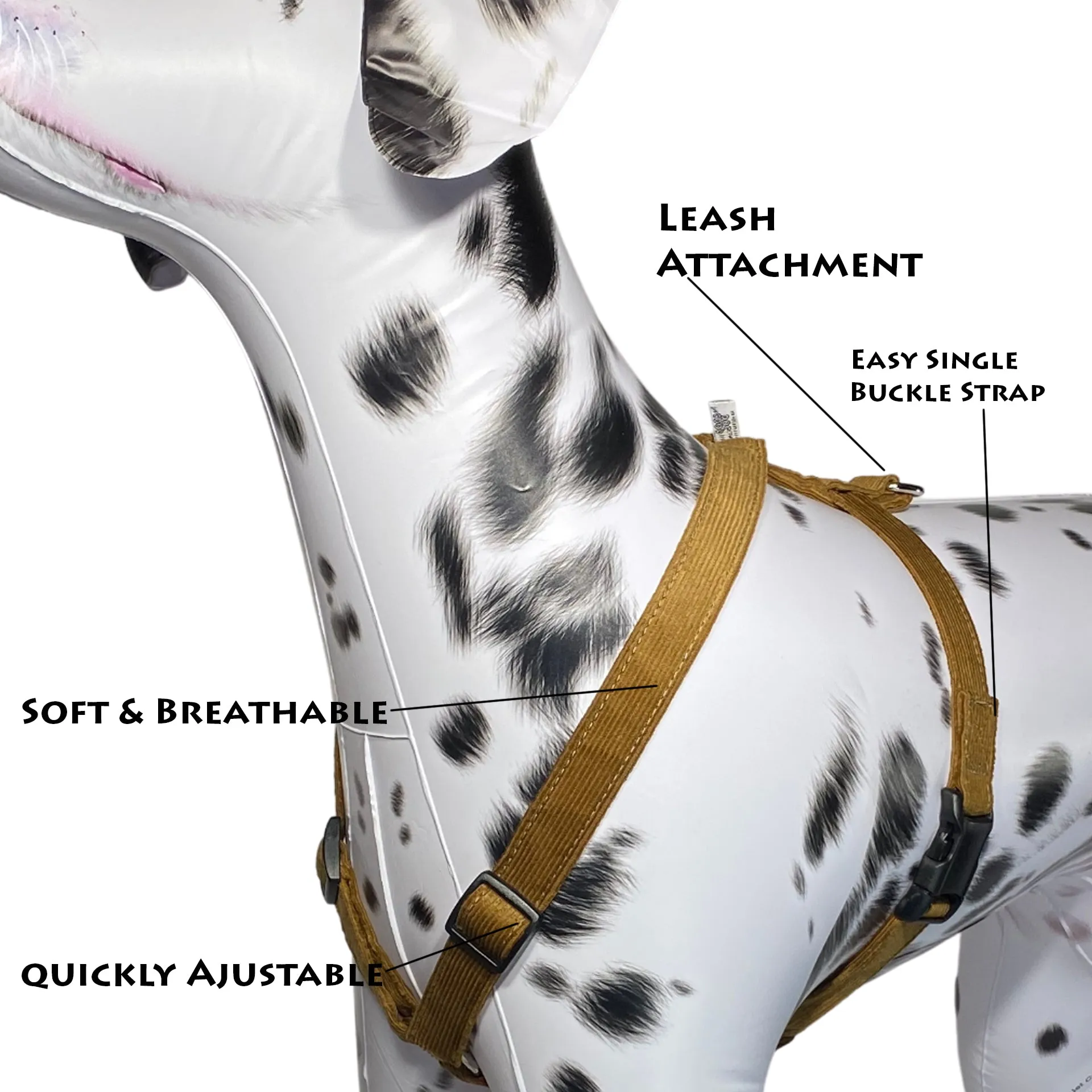 Hemp Dog Harness BRONZE Corduroy