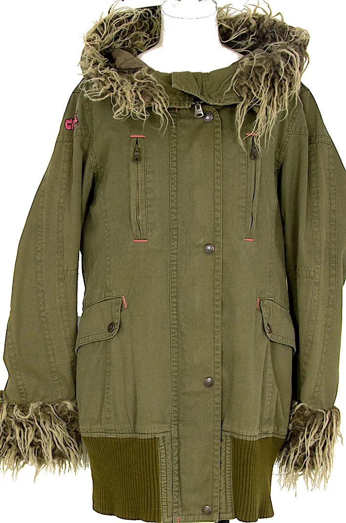 HYSTERIC GLAMOUR  JAPAN. Military Green Fur Military Blouson Jacket/Coat