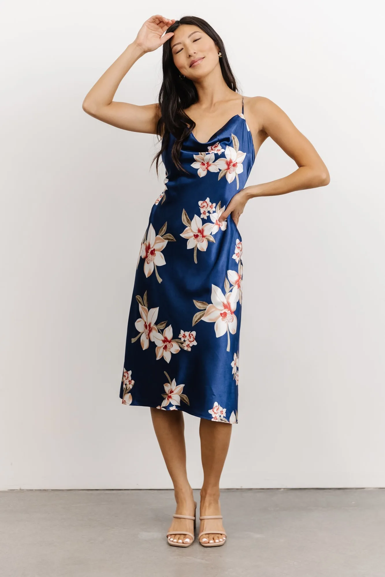 Katarina Slip Midi Dress | Vintage Blue Floral