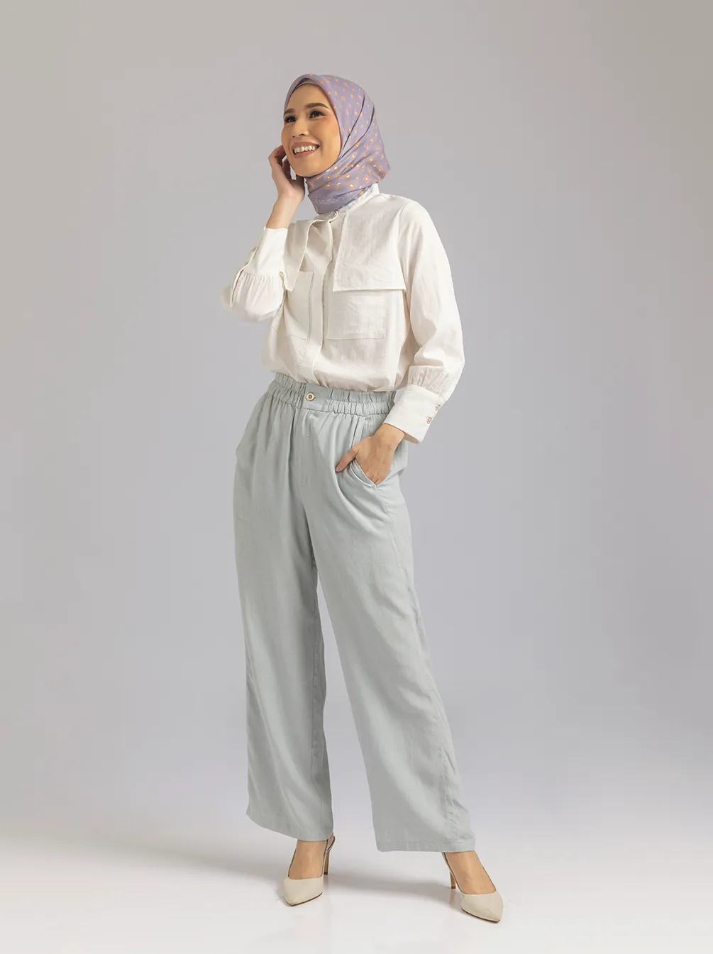 KEFI LINEN PANTS ICY GREY