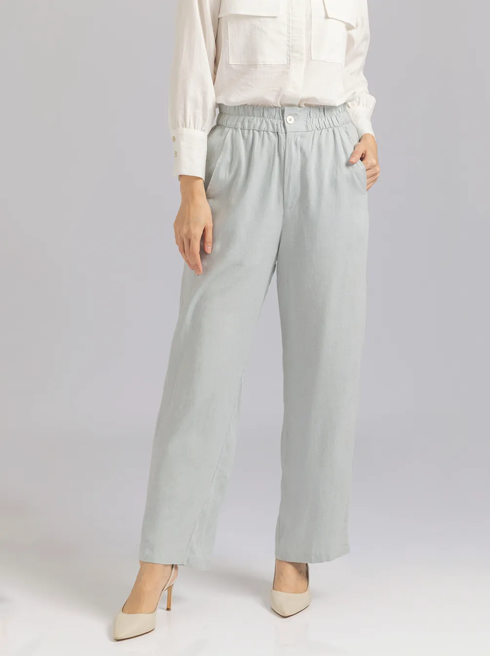 KEFI LINEN PANTS ICY GREY