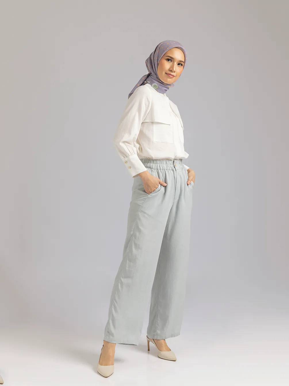 KEFI LINEN PANTS ICY GREY