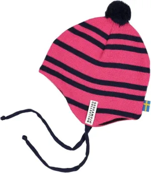 Knit Earflap Hat: Cerise