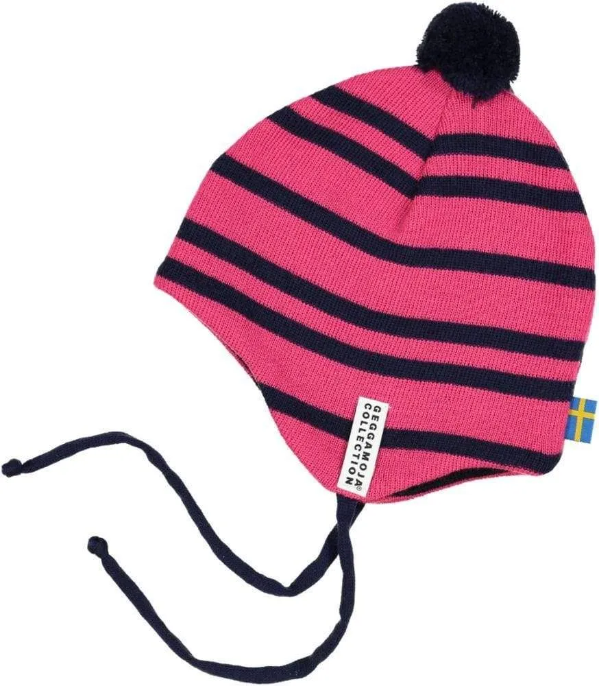 Knit Earflap Hat: Cerise
