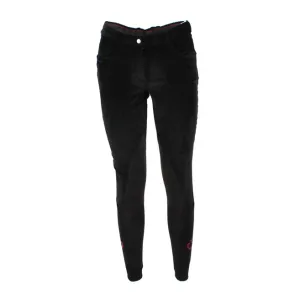 LADIES CORDUROY BREECHES BY CAVALLERIA TOSCANA. WITH GRIP PATCH Black