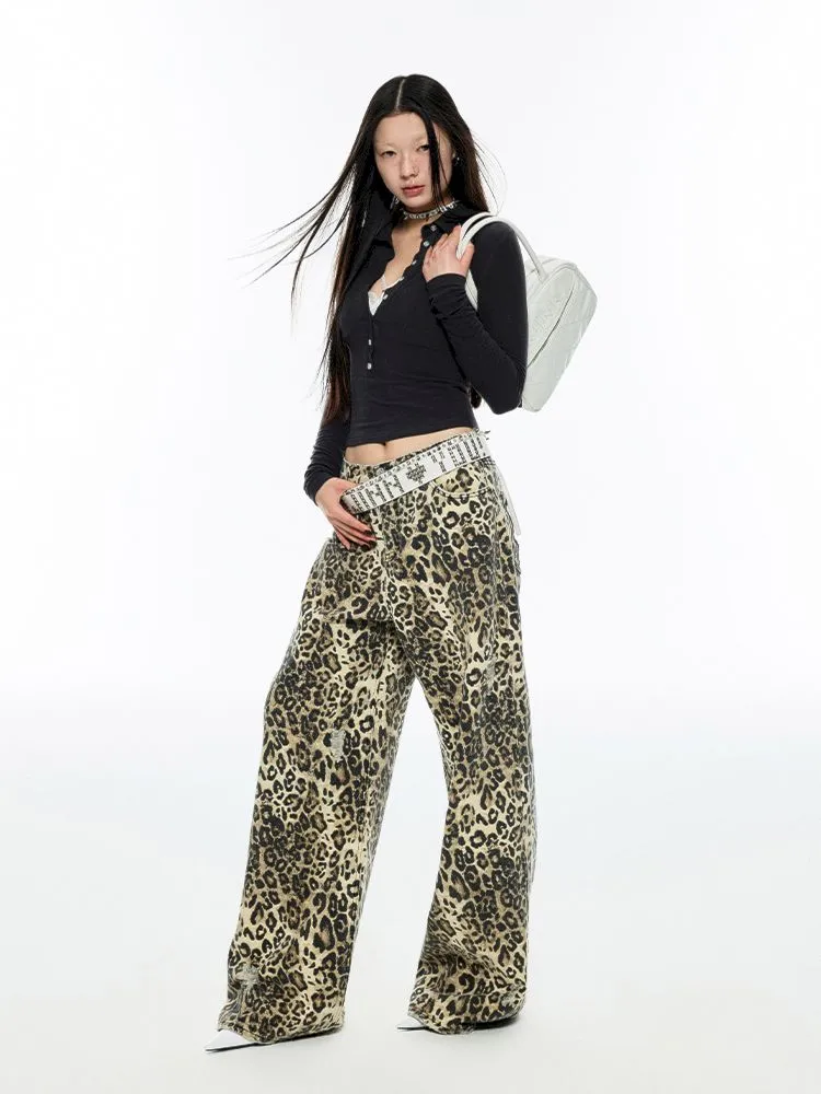 Leopard Print Canvas Wide Leg Pants【s0000006289】