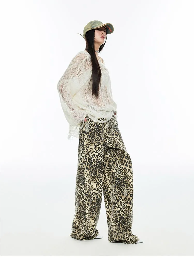 Leopard Print Canvas Wide Leg Pants【s0000006289】