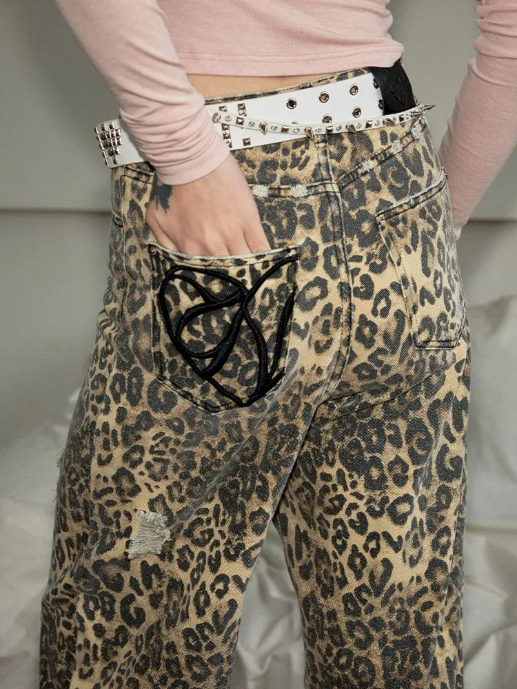 Leopard Print Canvas Wide Leg Pants【s0000006289】