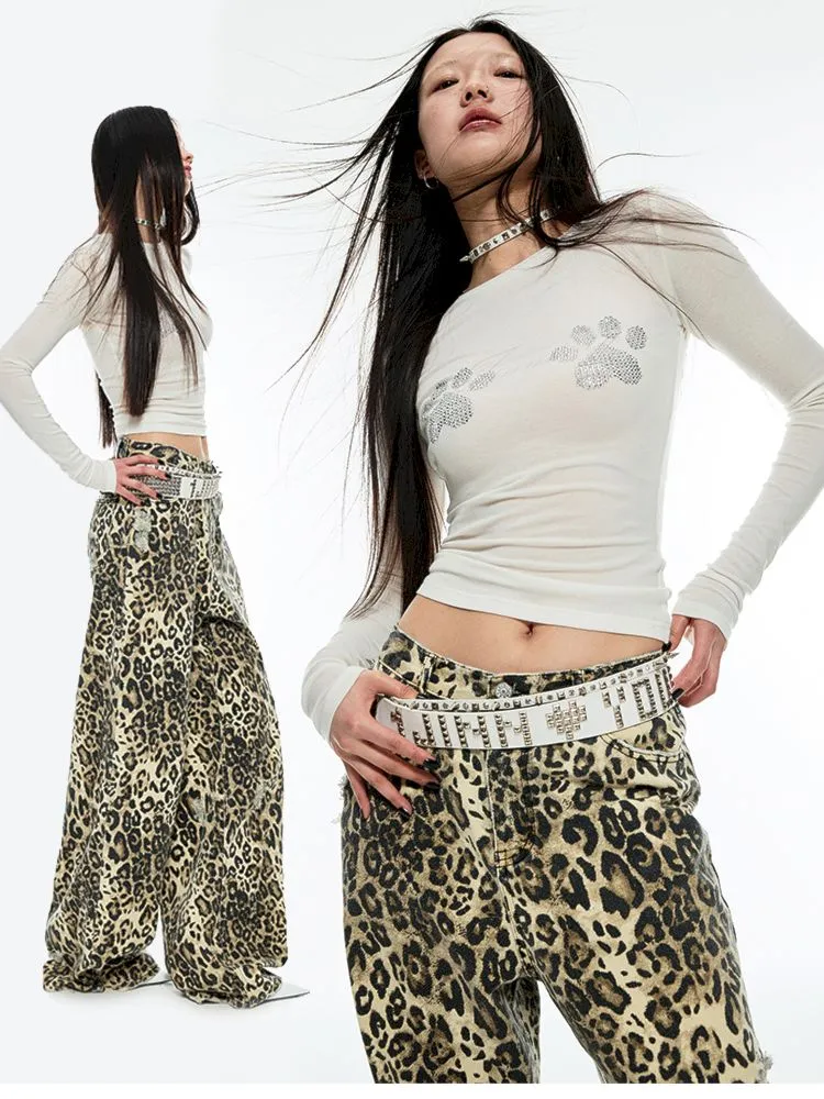 Leopard Print Canvas Wide Leg Pants【s0000006289】