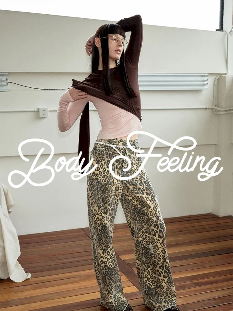 Leopard Print Canvas Wide Leg Pants【s0000006289】