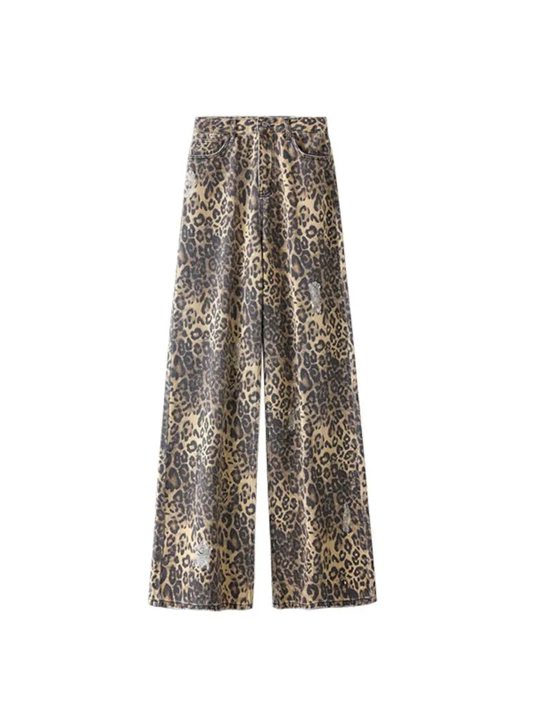 Leopard Print Canvas Wide Leg Pants【s0000006289】