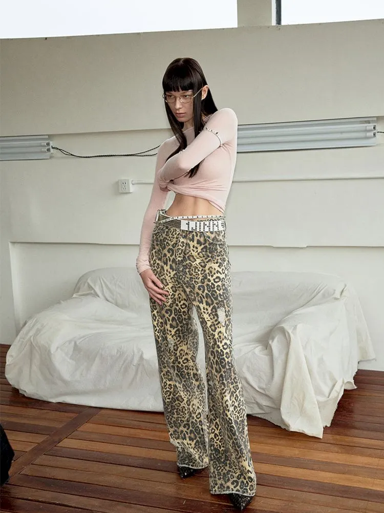 Leopard Print Canvas Wide Leg Pants【s0000006289】