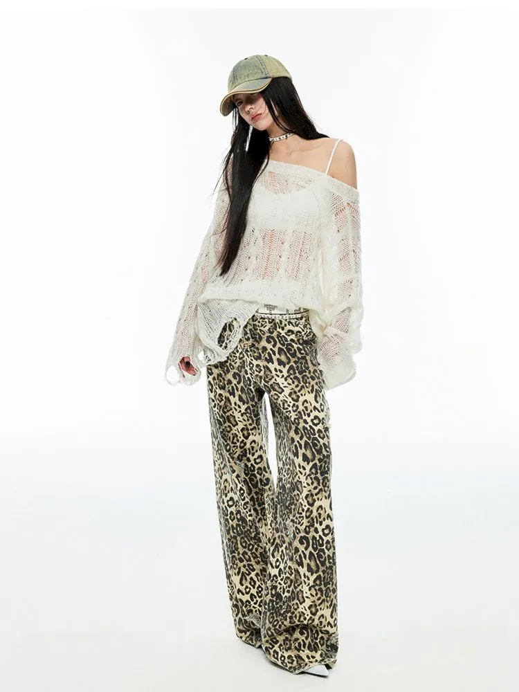 Leopard Print Canvas Wide Leg Pants【s0000006289】