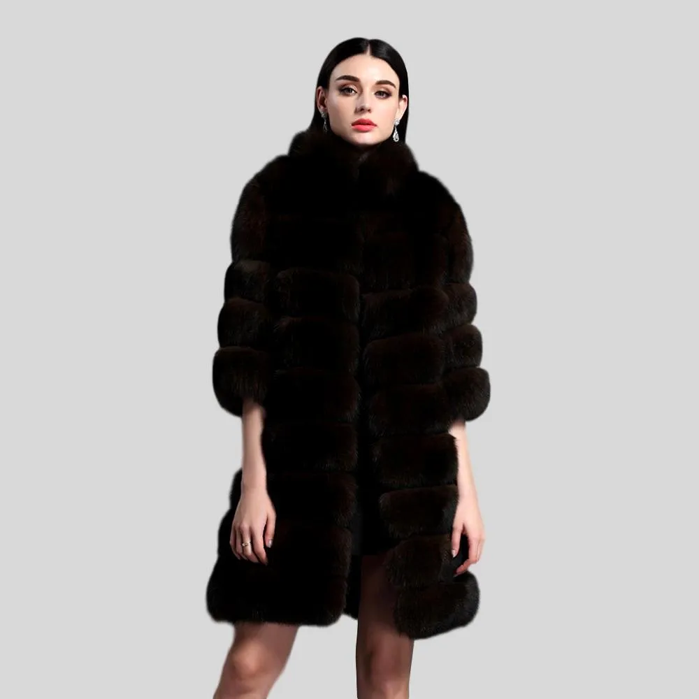 Long Genuine Fox Fur Coat